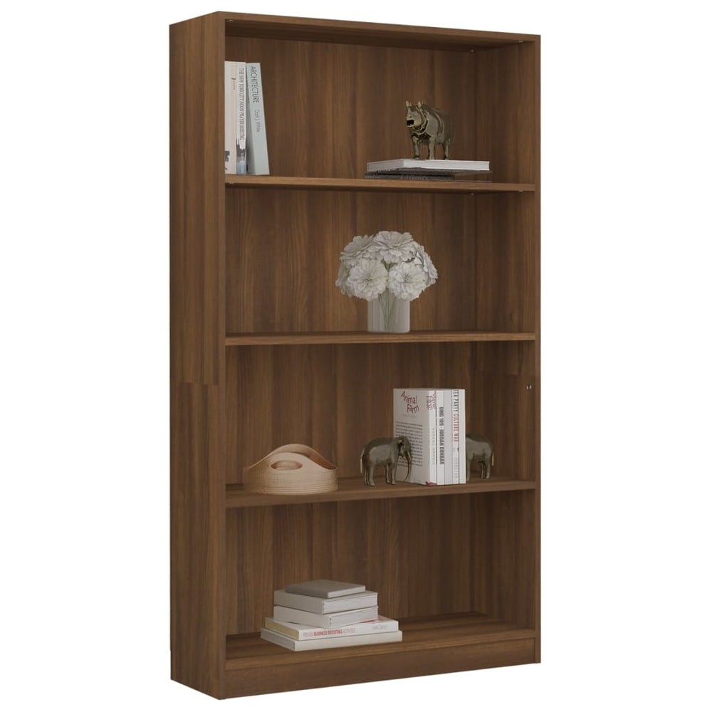 Boekenkast met 4 schappen 80x24x142 cm hout bruin eikenkleur MeubelReus