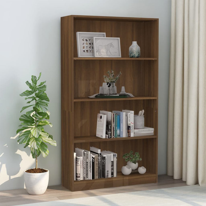 Boekenkast met 4 schappen 80x24x142 cm hout bruin eikenkleur MeubelReus