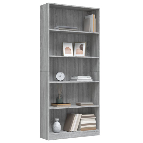 Boekenkast 80x24x175 cm bewerkt hout grijs sonoma eikenkleurig MeubelReus