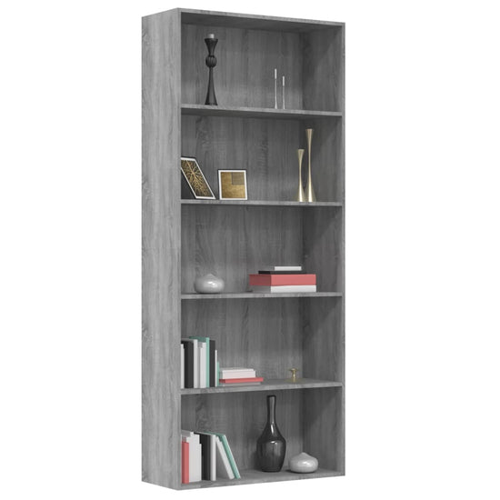 Boekenkast 80x30x189 cm bewerkt hout grijs sonoma eikenkleurig MeubelReus