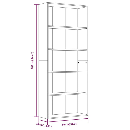 Boekenkast 80x30x189 cm bewerkt hout grijs sonoma eikenkleurig MeubelReus