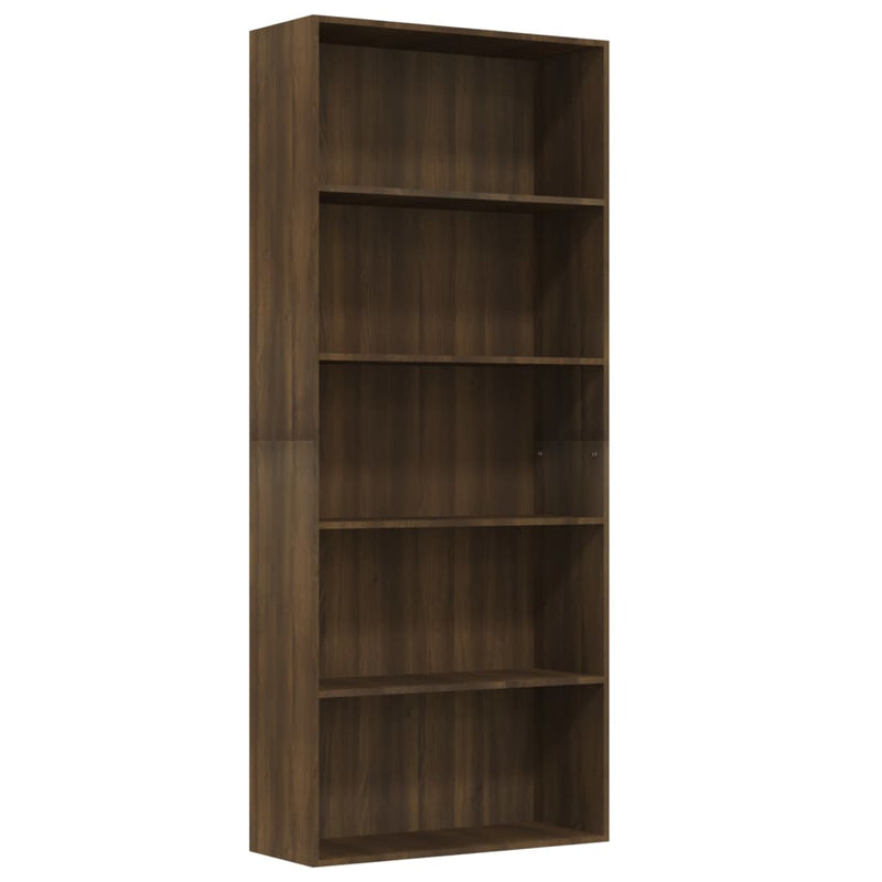 Boekenkast 80x30x189 cm bewerkt hout bruineikenkleurig