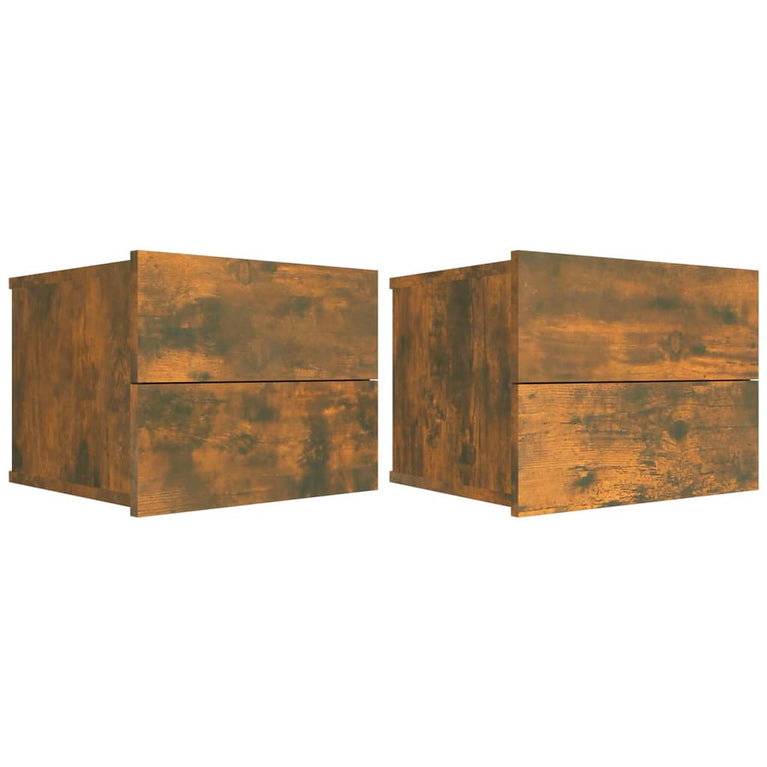 Nachtkastjes 2 st 40x30x30 cm bewerkt hout gerookt eikenkleurig MeubelReus
