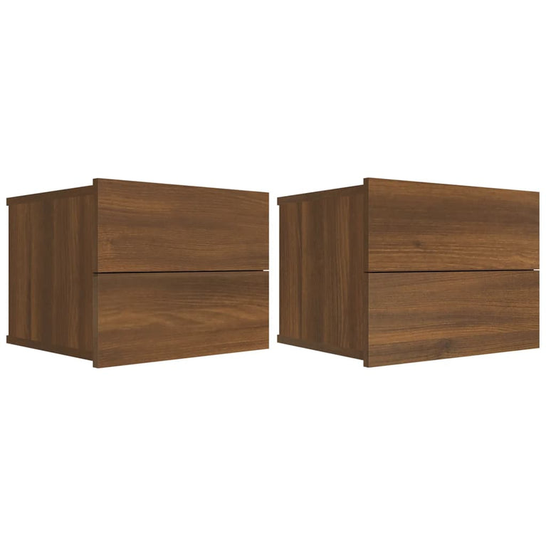 Nachtkastjes 2 st 40x30x30 cm bewerkt hout bruin eikenkleur MeubelReus