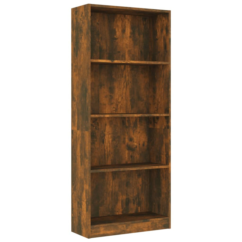 Boekenkast 4-laags 60x24x142 cm bewerkt hout gerookt eikenkleur MeubelReus