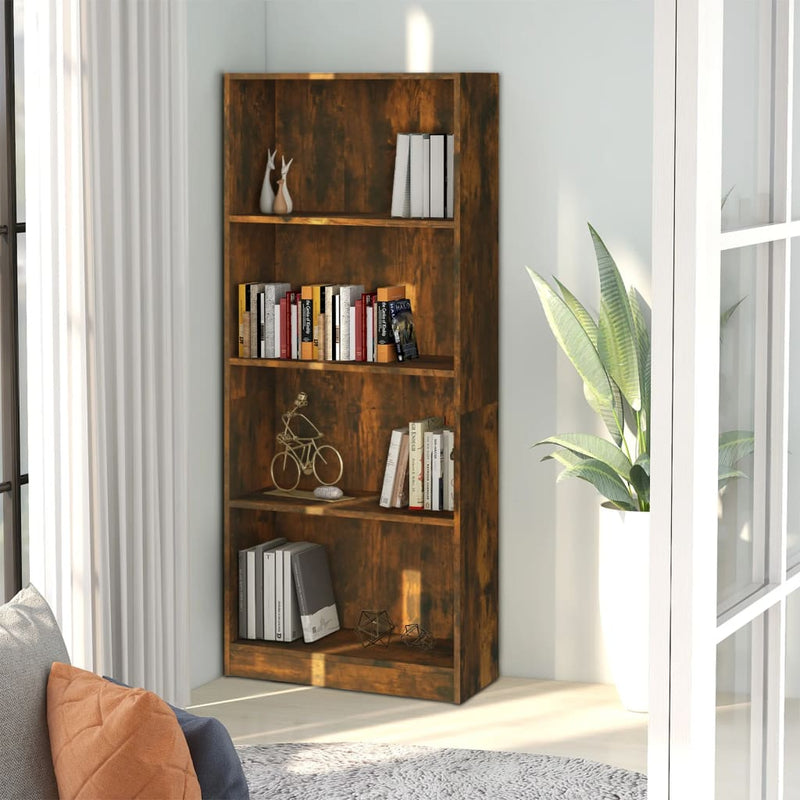 Boekenkast 4-laags 60x24x142 cm bewerkt hout gerookt eikenkleur MeubelReus