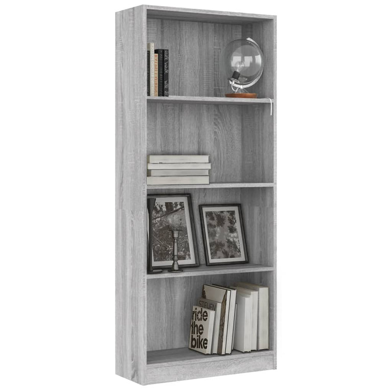 Boekenkast 4 schappen 60x24x142 cm bewerkt hout grijs sonoma MeubelReus