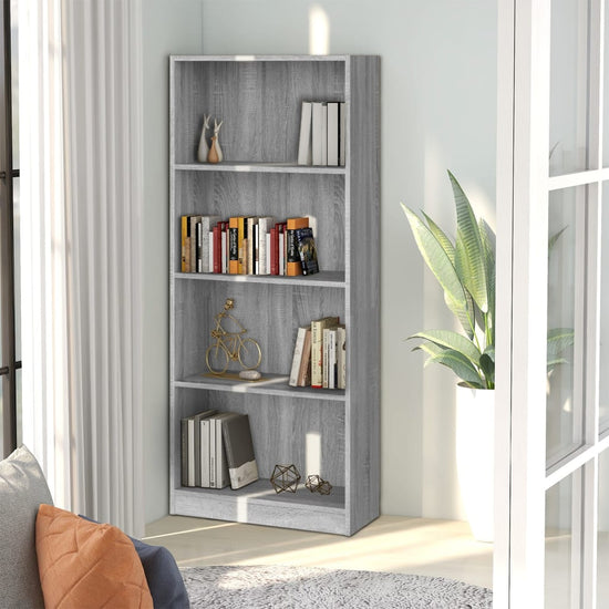Boekenkast 4 schappen 60x24x142 cm bewerkt hout grijs sonoma MeubelReus