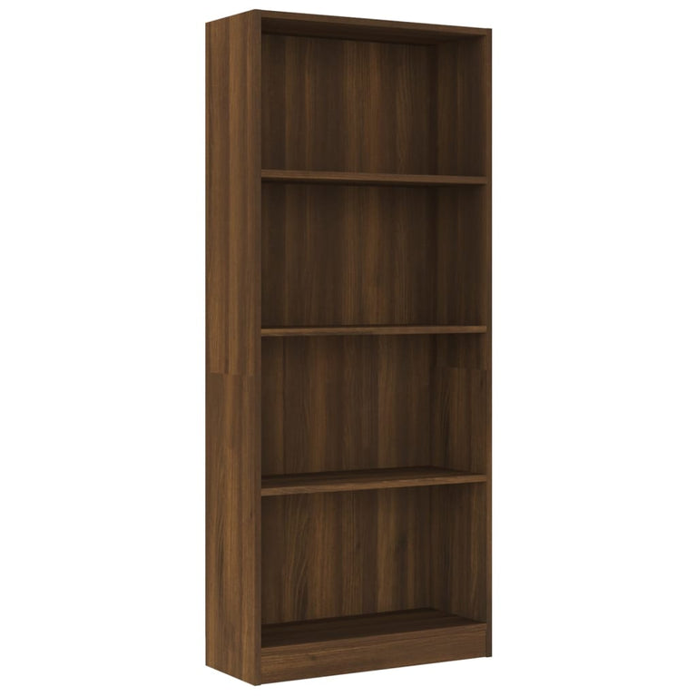 Boekenkast 4 schappen 60x24x142 cm bewerkt hout bruin eikenkleur MeubelReus
