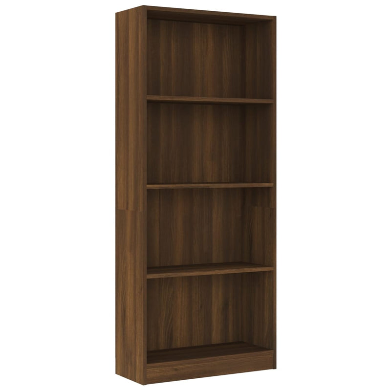 Boekenkast 4 schappen 60x24x142 cm bewerkt hout bruin eikenkleur MeubelReus