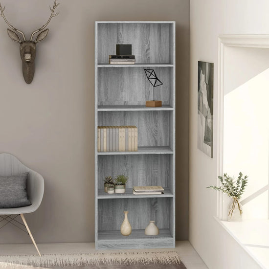 Boekenkast 60x24x175 cm bewerkt hout grijs sonoma eikenkleurig MeubelReus