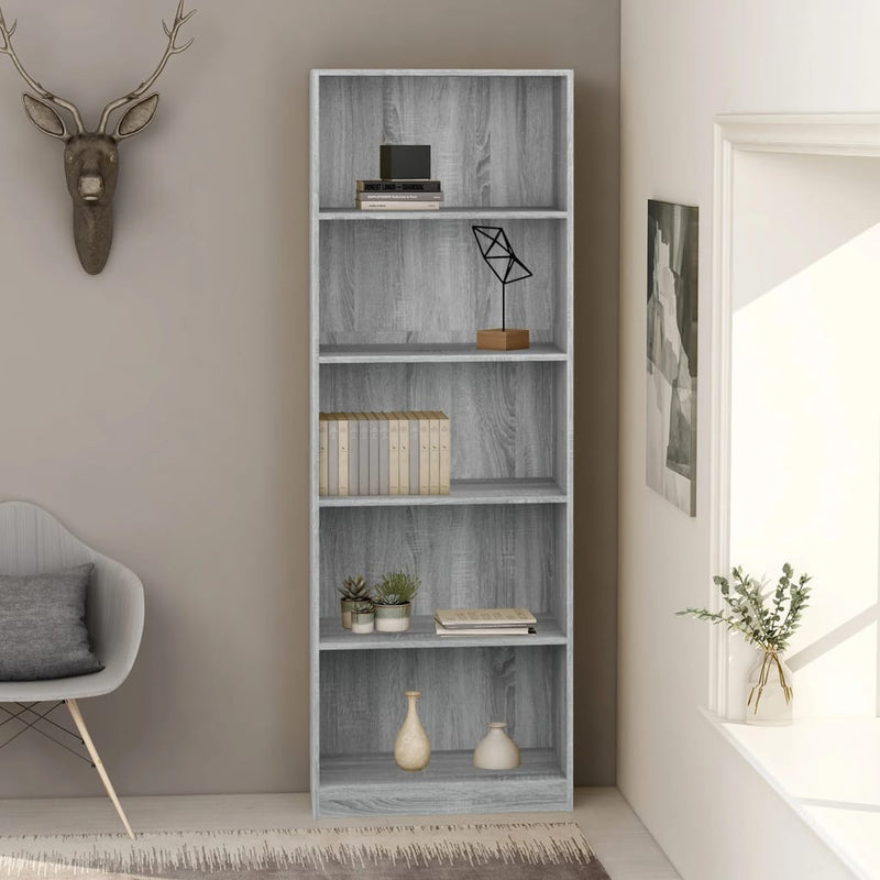 Boekenkast 60x24x175 cm bewerkt hout grijs sonoma eikenkleurig MeubelReus
