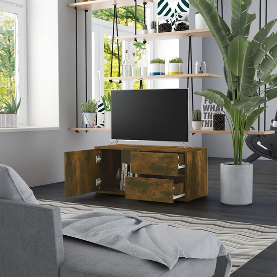 Tv-meubel 80x34x36 cm bewerkt hout gerookt eikenkleurig MeubelReus