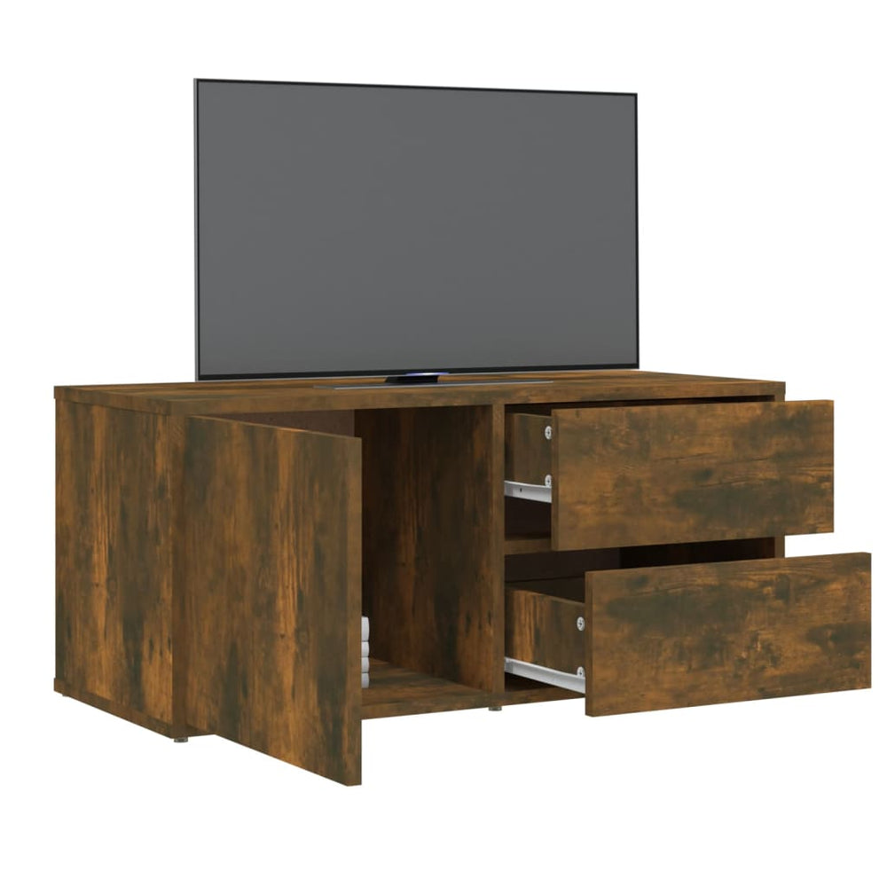 Tv-meubel 80x34x36 cm bewerkt hout gerookt eikenkleurig MeubelReus