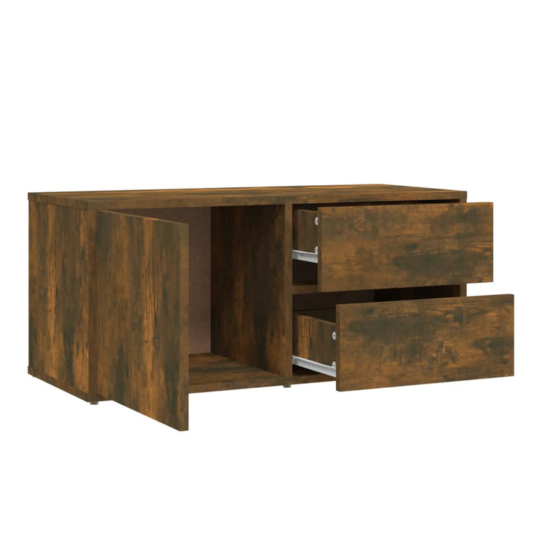 Tv-meubel 80x34x36 cm bewerkt hout gerookt eikenkleurig MeubelReus