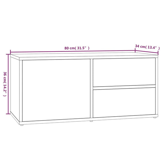 Tv-meubel 80x34x36 cm bewerkt hout gerookt eikenkleurig MeubelReus