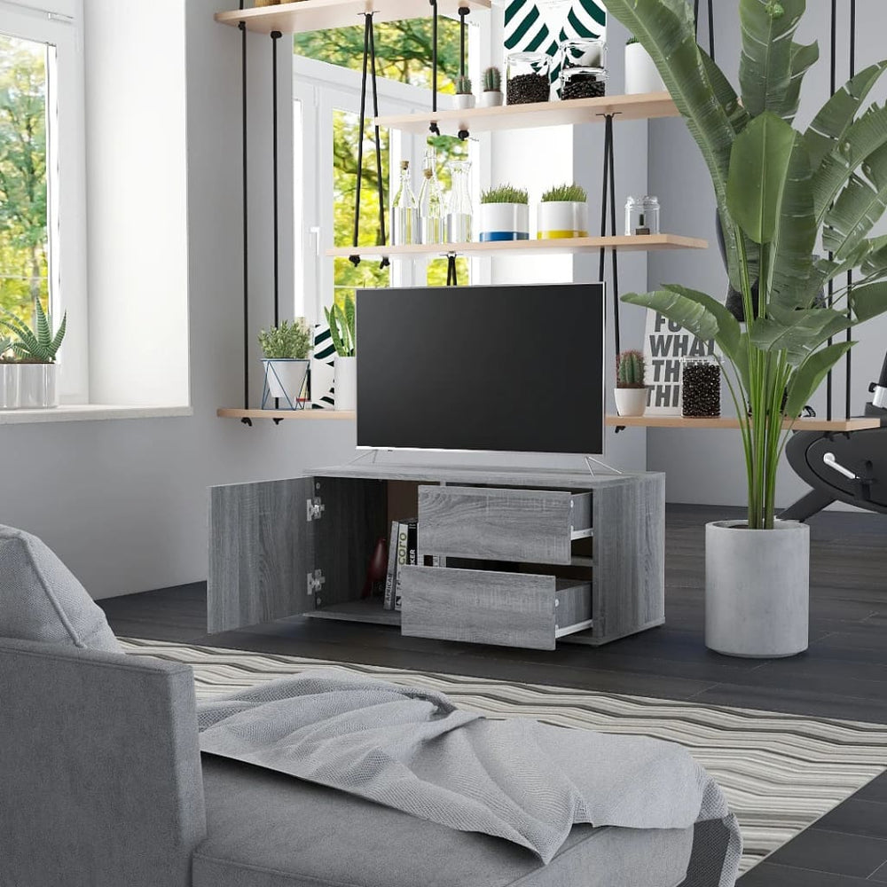Tv-meubel 80x34x36 cm bewerkt hout grijs sonoma eikenkleurig MeubelReus