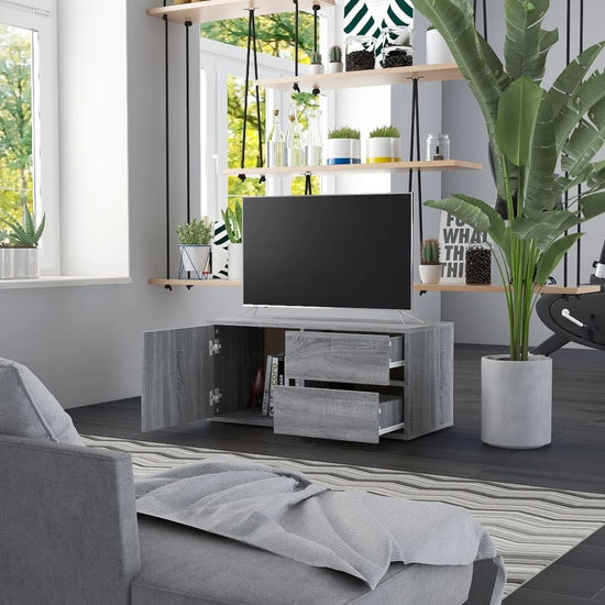 Tv-meubel 80x34x36 cm bewerkt hout grijs sonoma eikenkleurig MeubelReus