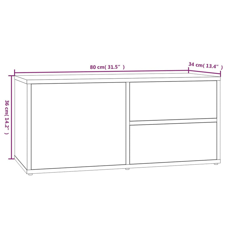 Tv-meubel 80x34x36 cm bewerkt hout grijs sonoma eikenkleurig MeubelReus