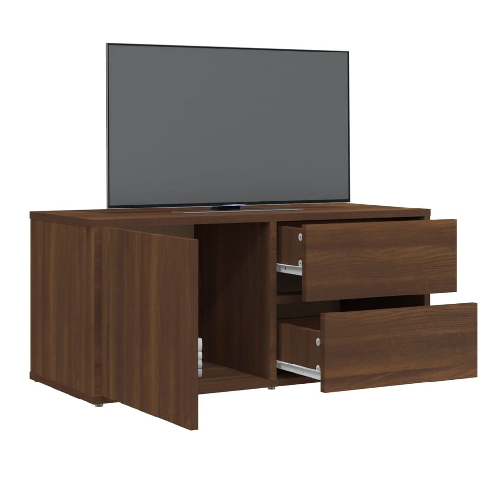 Tv-meubel 80x34x36 cm bewerkt hout bruin eikenkleur MeubelReus