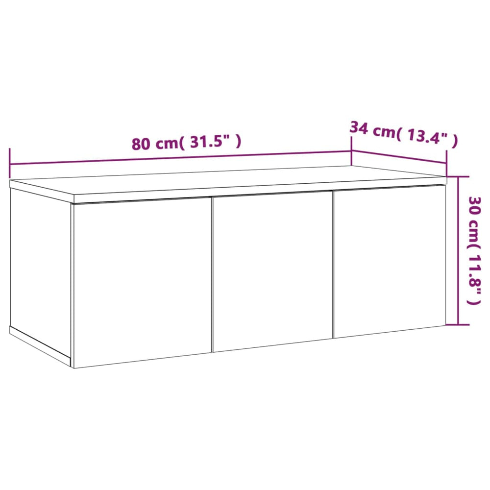 Tv-meubel 80x34x30 cm bewerkt hout grijs sonoma eikenkleurig MeubelReus