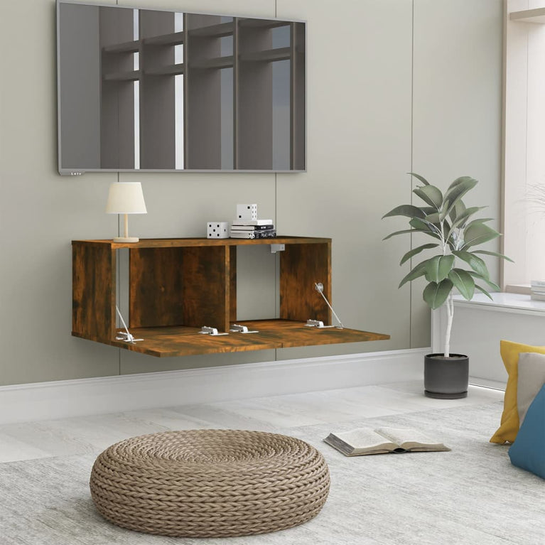 Tv-meubel 80x30x30 cm bewerkt hout gerookt eikenkleurig MeubelReus