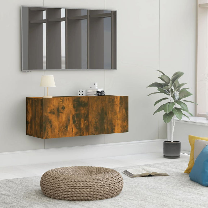 Tv-meubel 80x30x30 cm bewerkt hout gerookt eikenkleurig MeubelReus