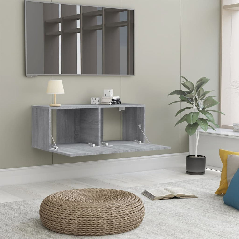 Tv-meubel 80x30x30 cm bewerkt hout grijs sonoma eikenkleurig MeubelReus