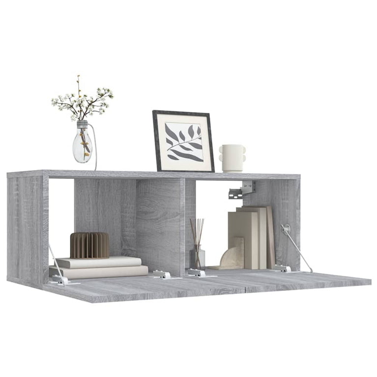 Tv-meubel 80x30x30 cm bewerkt hout grijs sonoma eikenkleurig MeubelReus