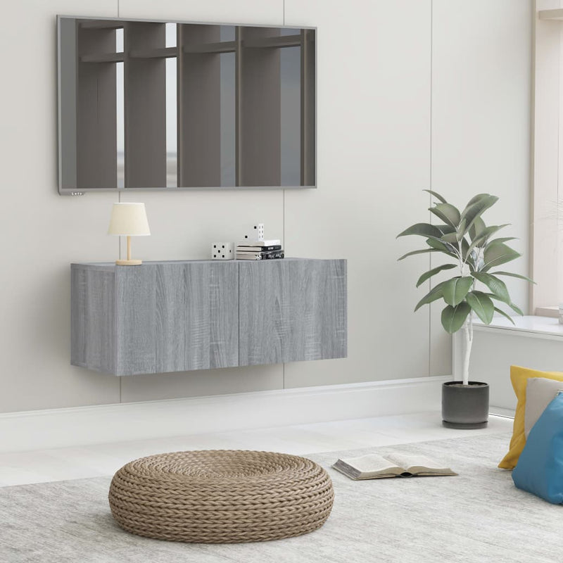 Tv-meubel 80x30x30 cm bewerkt hout grijs sonoma eikenkleurig MeubelReus