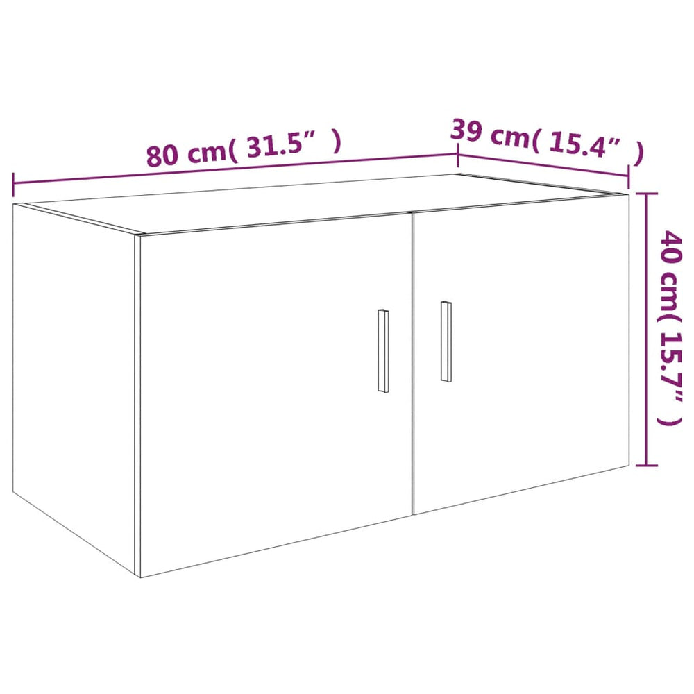 Hangkast 80x39x40 cm bewerkt hout gerookt eikenkleurig MeubelReus