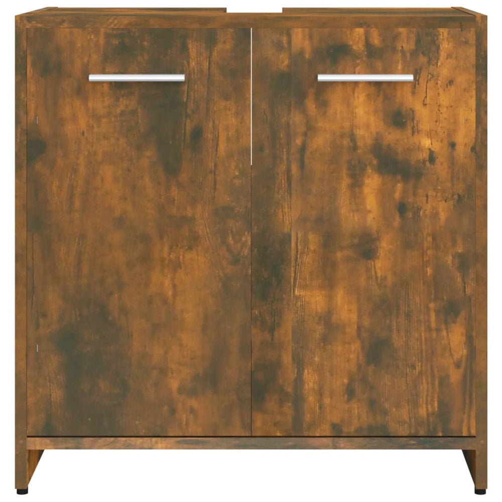 Badkamerkast 60x33x60 cm bewerkt hout gerookt eikenkleurig MeubelReus