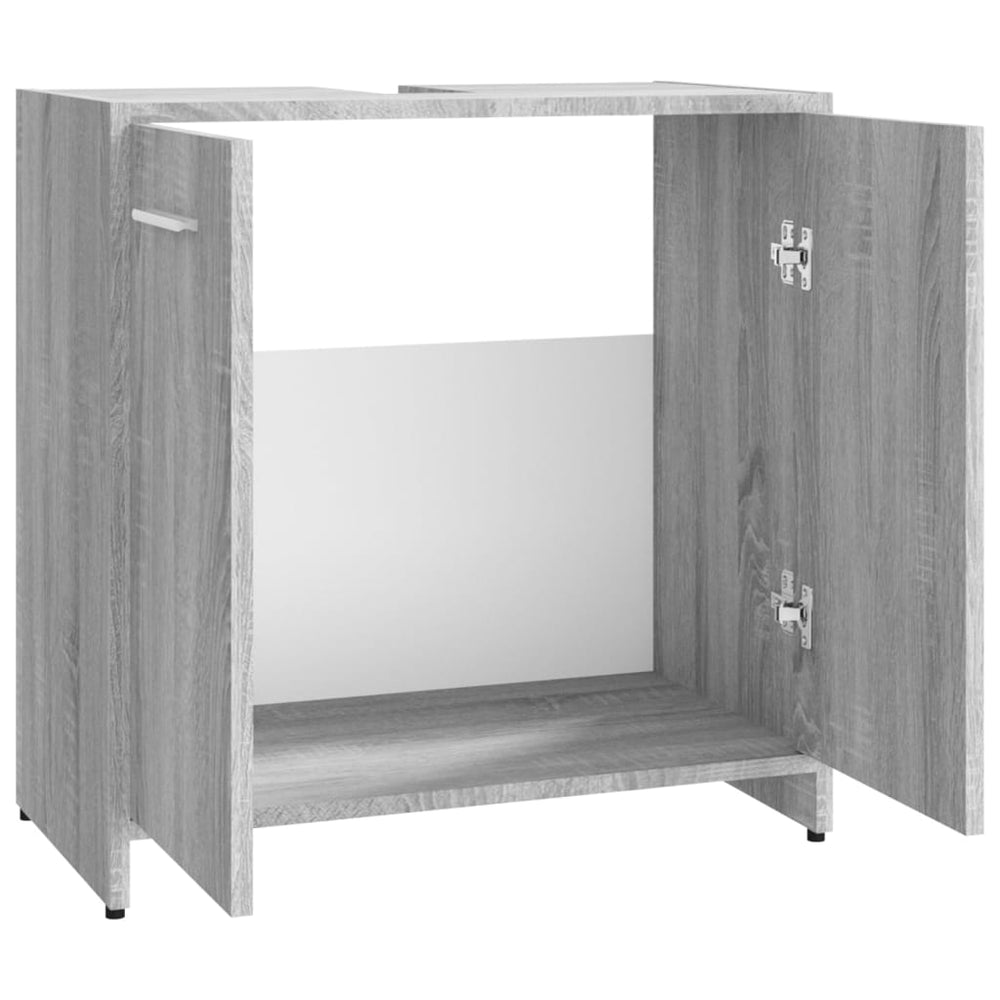 Badkamerkast 60x33x60 cm bewerkt hout grijs sonoma eikenkleurig MeubelReus