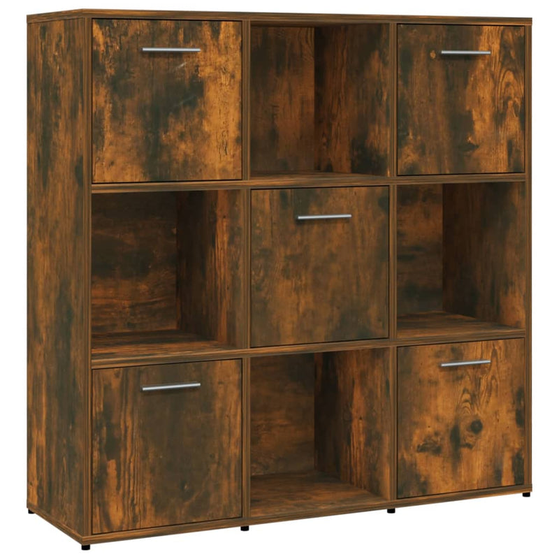 Boekenkast 90x30x90 cm bewerkt hout gerookt eikenkleurig