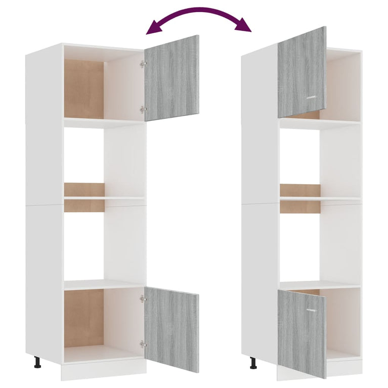 Magnetronkast 60x57x207 cm bewerkt hout grijs sonoma eiken