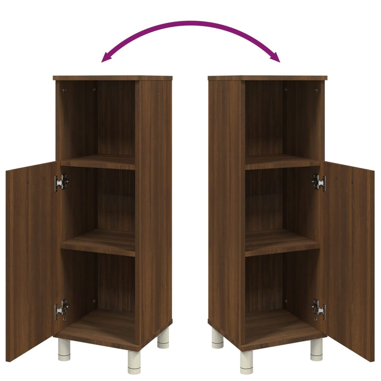 Badkamerkast 30x30x95 cm bewerkt hout bruin eikenkleur MeubelReus