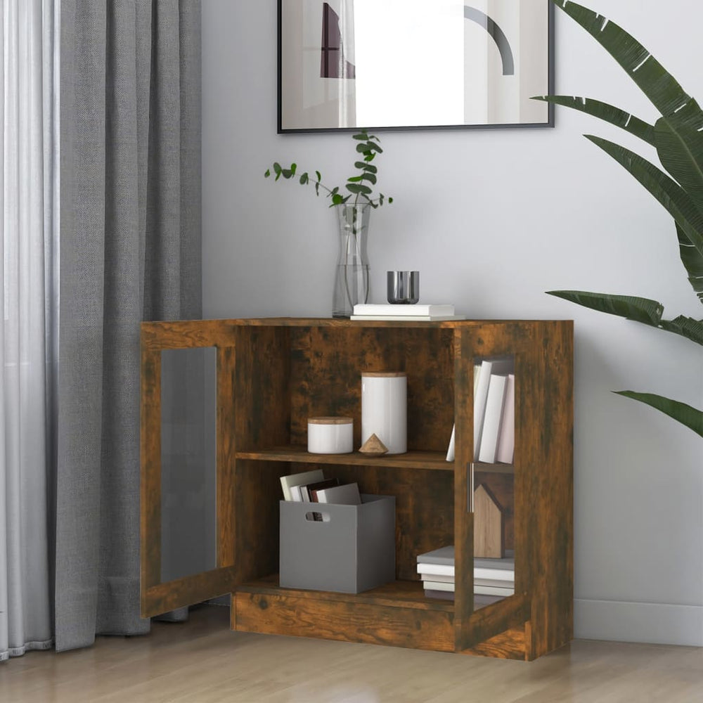 Vitrinekast 82,5x30,5x80 cm bewerkt hout gerookt eikenkleurig MeubelReus