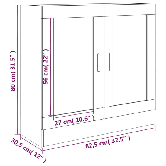 Vitrinekast 82,5x30,5x80 cm bewerkt hout gerookt eikenkleurig MeubelReus