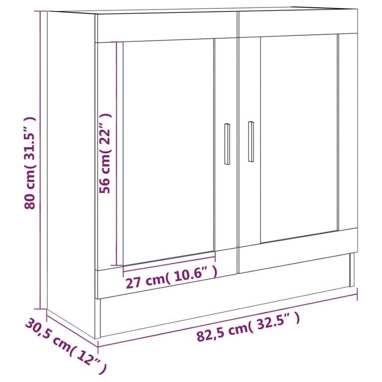Vitrinekast 82,5x30,5x80 cm bewerkt hout gerookt eikenkleurig MeubelReus