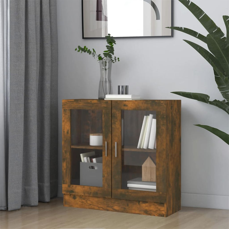 Vitrinekast 82,5x30,5x80 cm bewerkt hout gerookt eikenkleurig MeubelReus
