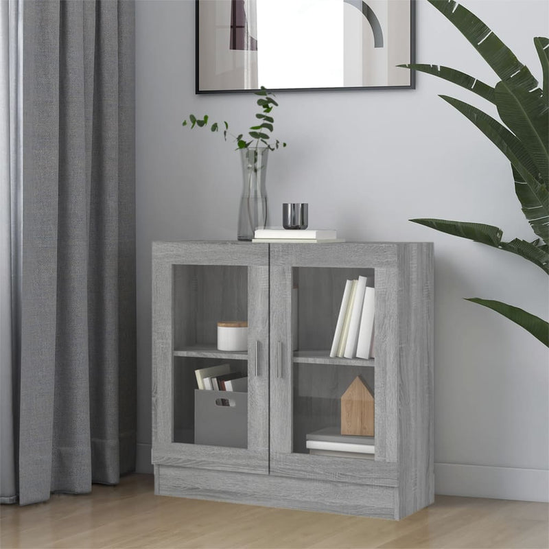 Vitrinekast 82,5x30,5x80 cm bewerkt hout grijs sonoma eiken MeubelReus