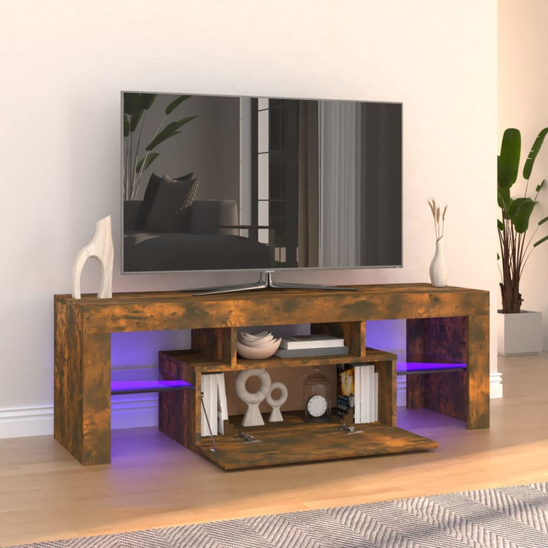 Tv-meubel met LED-verlichting 120x35x40 cm gerookt eikenkleurig MeubelReus