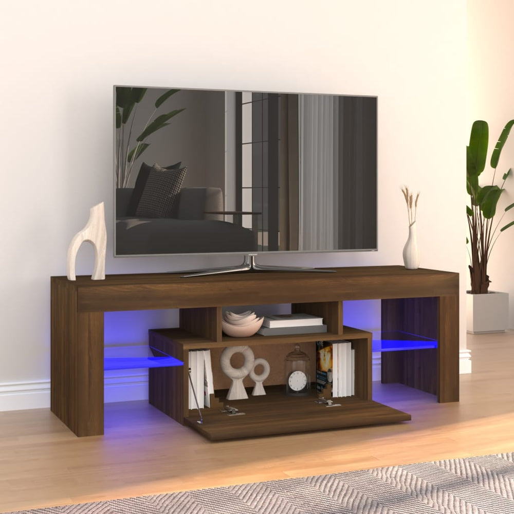 Tv-meubel met LED-verlichting 120x35x40 cm bruineikenkleurig MeubelReus