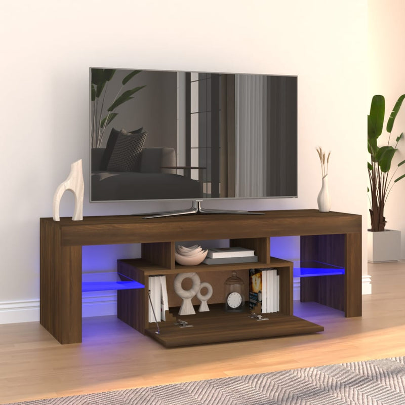 Tv-meubel met LED-verlichting 120x35x40 cm bruineikenkleurig MeubelReus