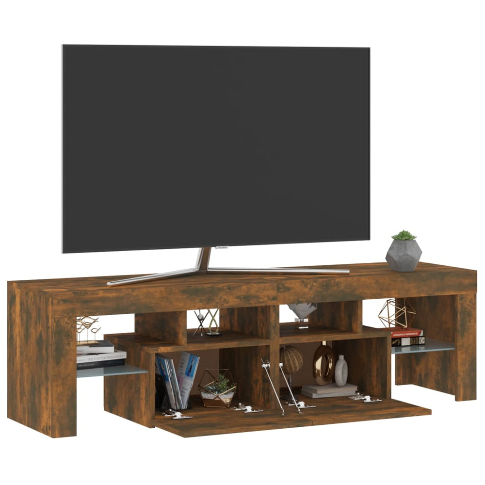 Tv-meubel LED-verlichting 140x36,5x40 cm gerookt eikenkleurig MeubelReus