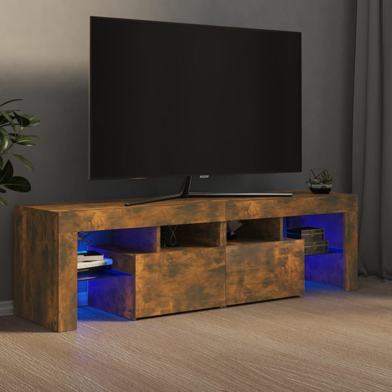 Tv-meubel LED-verlichting 140x36,5x40 cm gerookt eikenkleurig MeubelReus