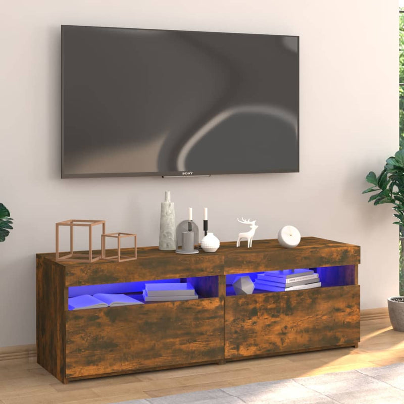 Tv-meubel met LED-verlichting 120x35x40 cm gerookt eikenkleurig MeubelReus