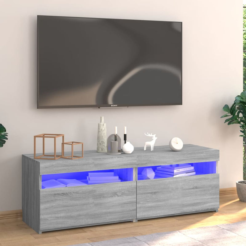 Tv-meubel met LED-verlichting 120x35x40 cm grijs sonoma eiken MeubelReus