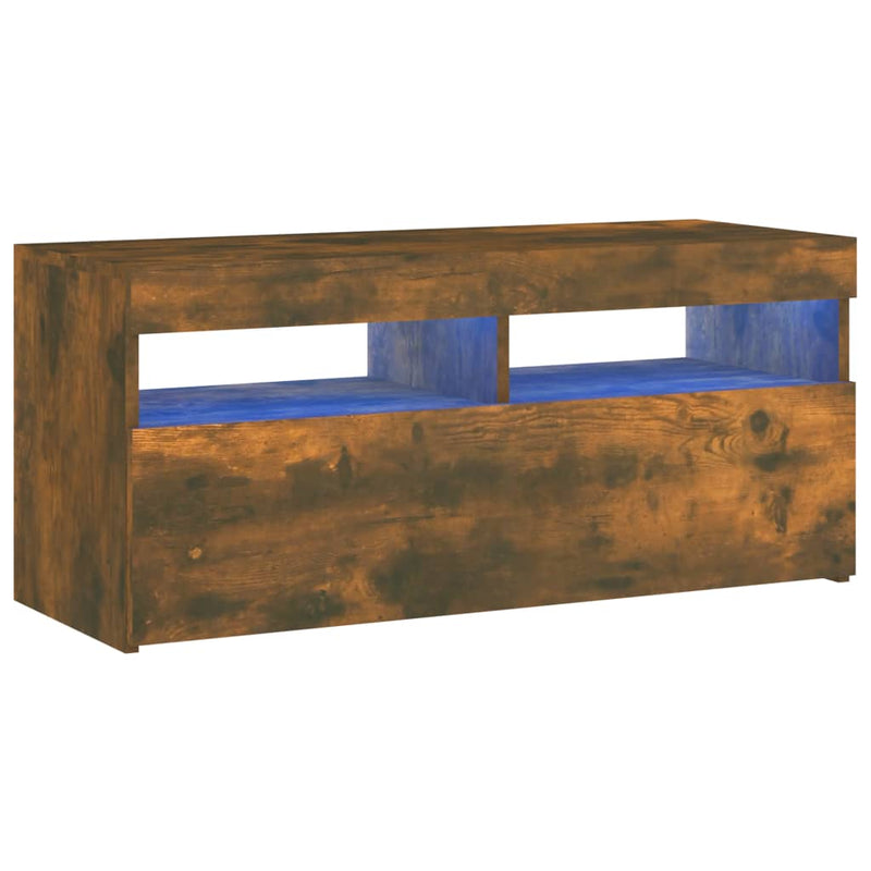 Tv-meubel met LED-verlichting 90x35x40 cm gerookt eikenkleurig MeubelReus