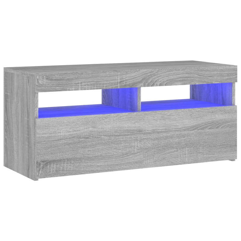Tv-meubel met LED-verlichting 90x35x40 cm grijs sonoma eiken MeubelReus